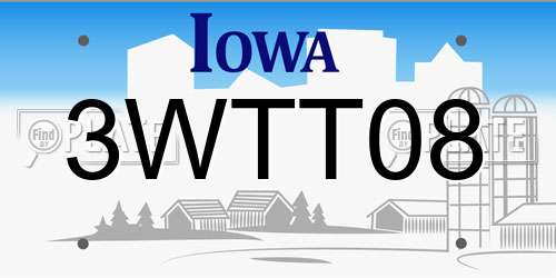 3WTT08 Iowa License Plate