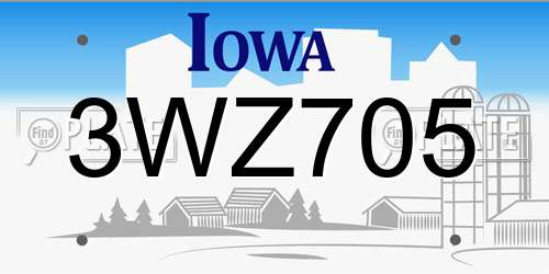 3WZ705 Iowa License Plate