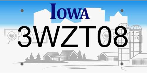 3WZT08 Iowa License Plate