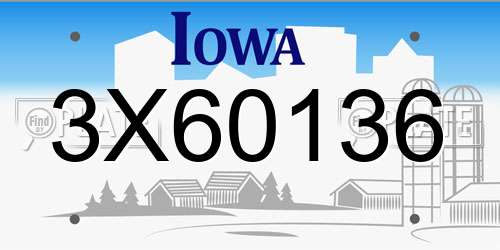 3X60136 Iowa License Plate