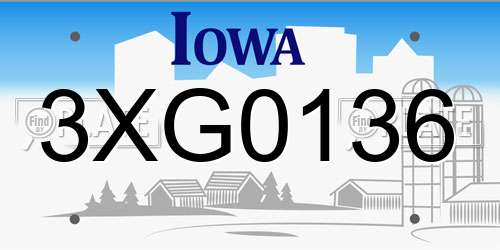 3XG0136 Iowa License Plate