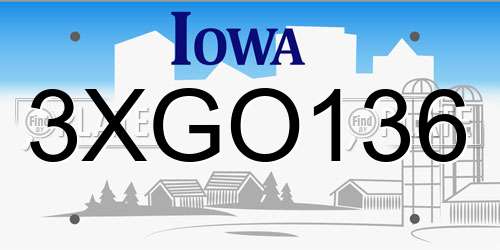 3XGO136 Iowa License Plate