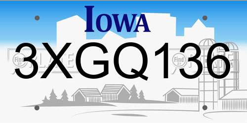 3XGQ136 Iowa License Plate