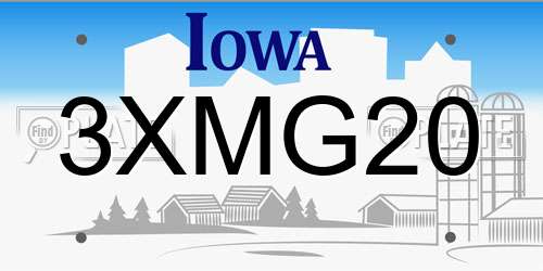 3XMG20 Iowa License Plate