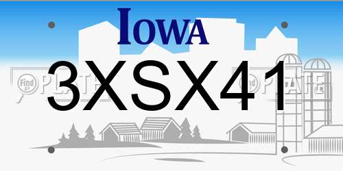 3XSX41 Iowa License Plate