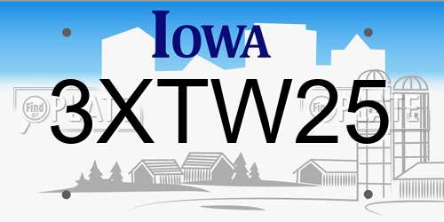 3XTW25 Iowa License Plate