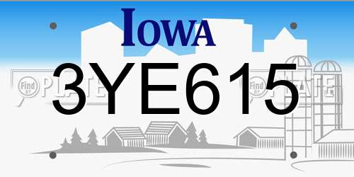 3YE615 Iowa License Plate