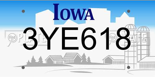 3YE618 Iowa License Plate