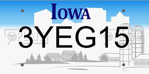 3YEG15 Iowa License Plate