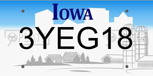 3YEG18 Iowa License Plate