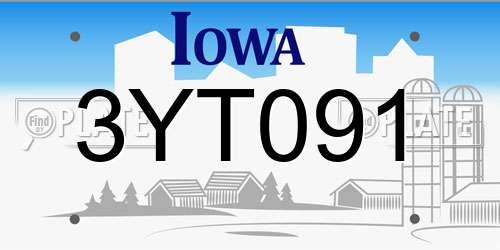 3YT091 Iowa License Plate