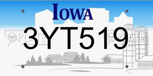 3YT519 Iowa License Plate