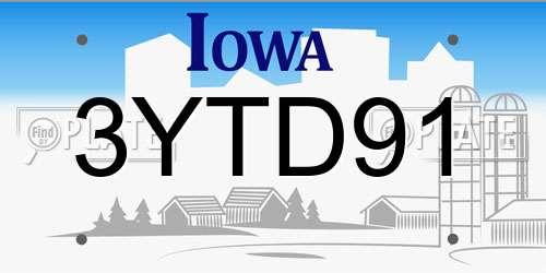 3YTD91 Iowa License Plate