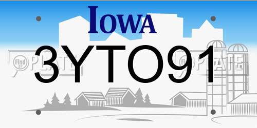 3YTO91 Iowa License Plate