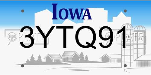 3YTQ91 Iowa License Plate