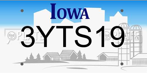 3YTS19 Iowa License Plate
