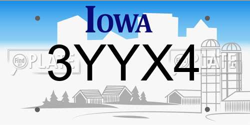3YYX4 Iowa License Plate