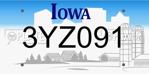 3YZ091 Iowa License Plate