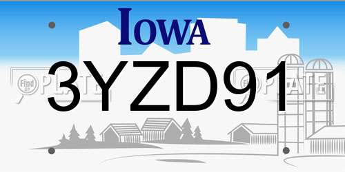 3YZD91 Iowa License Plate