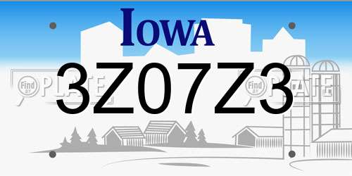 3Z07Z3 Iowa License Plate