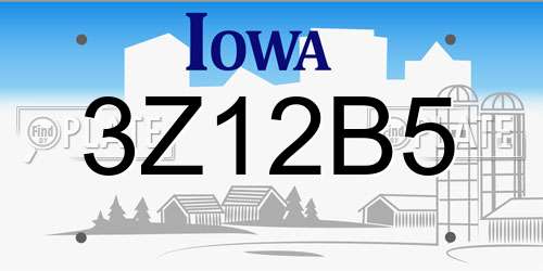 3Z12B5 Iowa License Plate