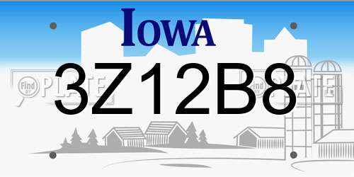 3Z12B8 Iowa License Plate