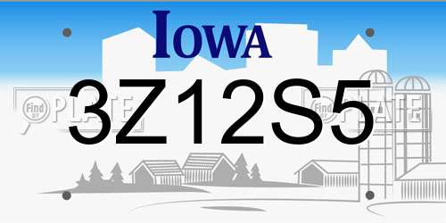 3Z12S5 Iowa License Plate
