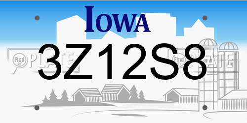 3Z12S8 Iowa License Plate