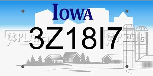 3Z18I7 Iowa License Plate