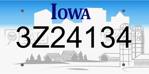 3Z24134 Iowa License Plate