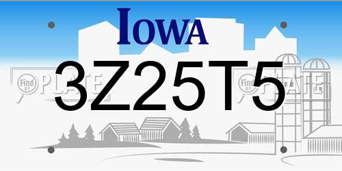 3Z25T5 Iowa License Plate