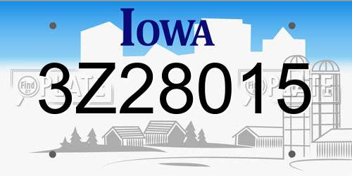 3Z28015 Iowa License Plate
