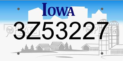 3Z53227 Iowa License Plate