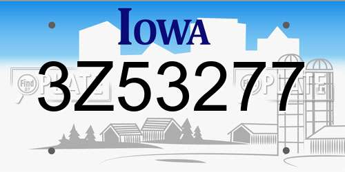 3Z53277 Iowa License Plate