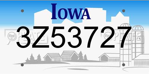 3Z53727 Iowa License Plate