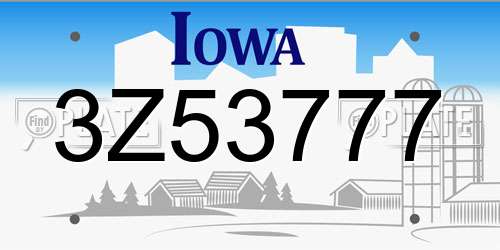 3Z53777 Iowa License Plate