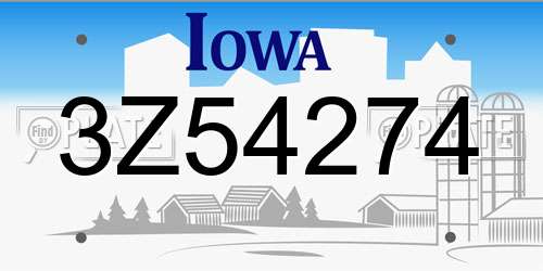 3Z54274 Iowa License Plate