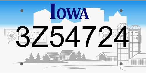 3Z54724 Iowa License Plate