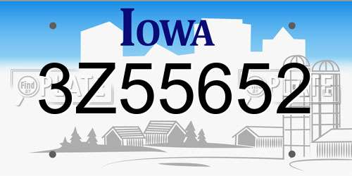 3Z55652 Iowa License Plate