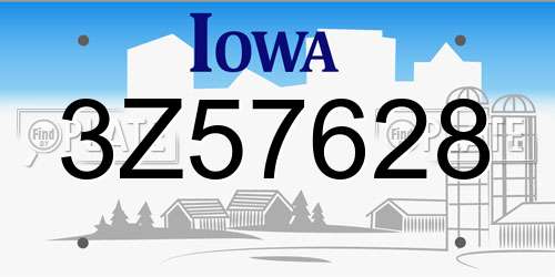 3Z57628 Iowa License Plate