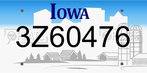 3Z60476 Iowa License Plate