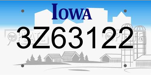 3Z63122 Iowa License Plate