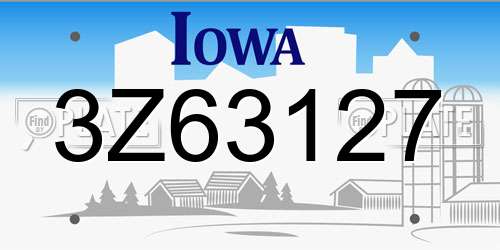 3Z63127 Iowa License Plate
