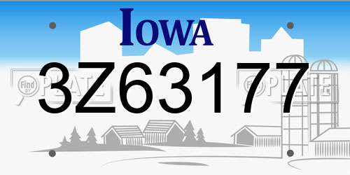 3Z63177 Iowa License Plate