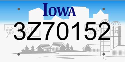3Z70152 Iowa License Plate