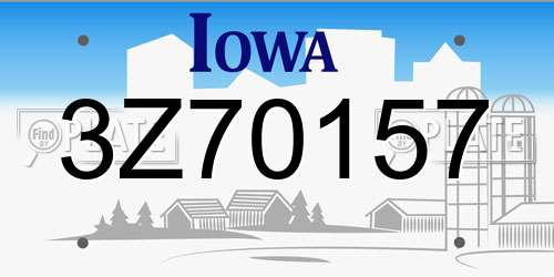 3Z70157 Iowa License Plate