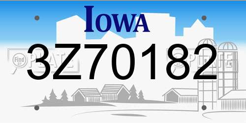 3Z70182 Iowa License Plate