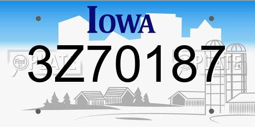 3Z70187 Iowa License Plate