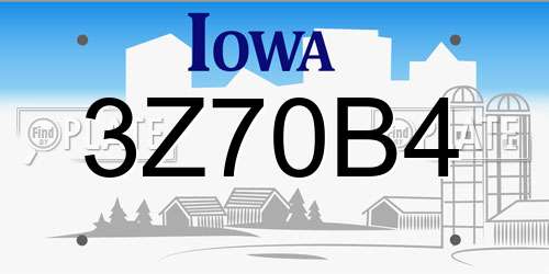 3Z70B4 Iowa License Plate