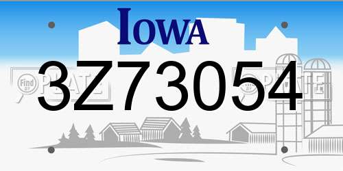 3Z73054 Iowa License Plate
